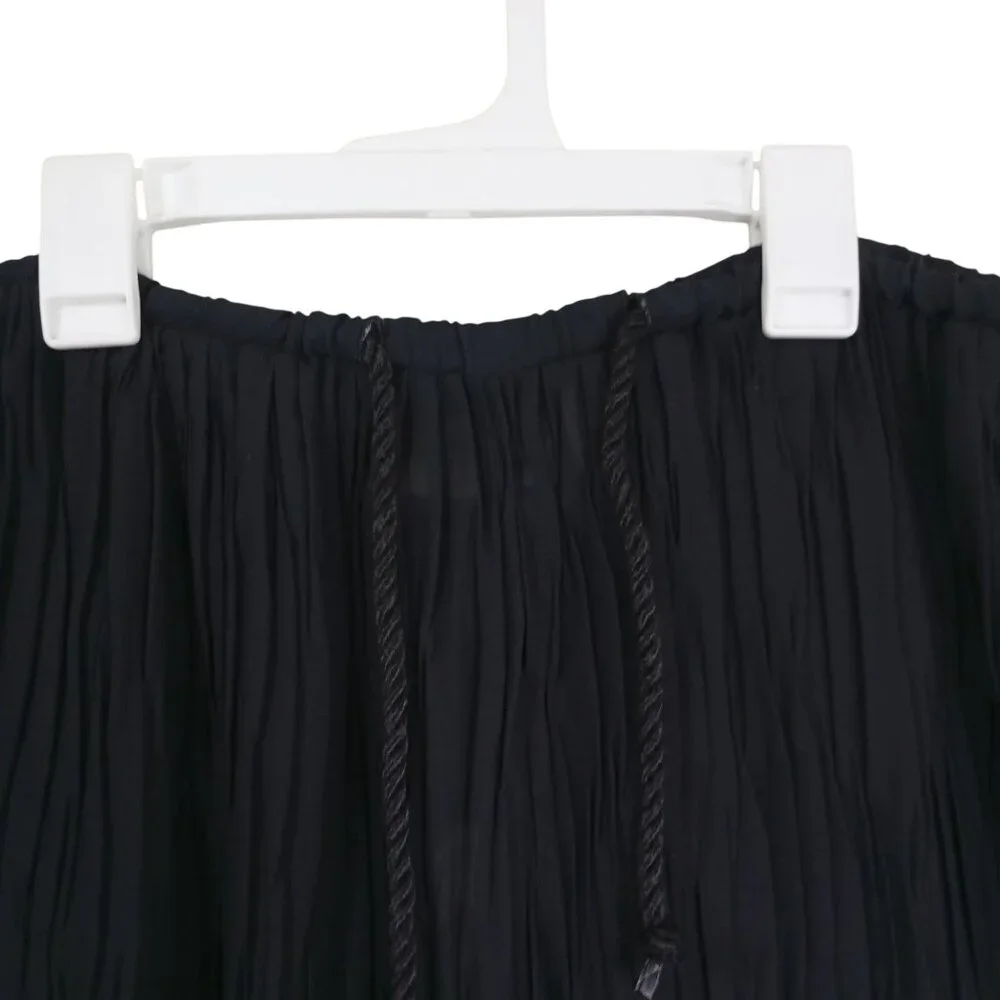 C'est Duo By Casablanca Black Crinkle Wide-Leg Pants With Drawstring Waist Sz S - Picture 5 of 13